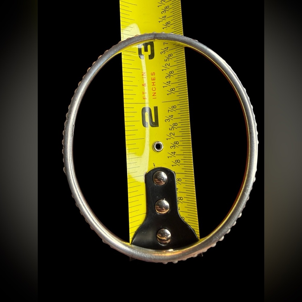 Sterling Silver Bangle Bracelet Unknown White Sto… - image 5